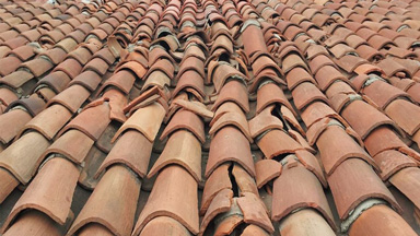 Tuile endommagée sur toiture nécessitant réfection