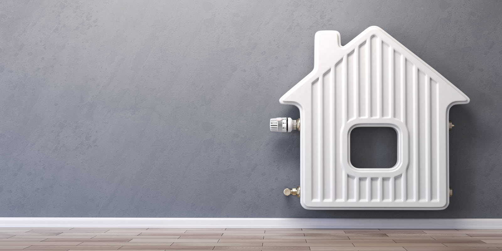 Thermostat de chauffage en forme de maison, symbole d'une rénovation énergétique performante